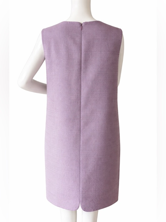 Carolina Herrera Lilac Tweed Shift Dress Minimalist Designer Straight Silhouette - Picture 3 of 6